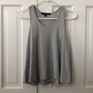A grey and white stripped tank top